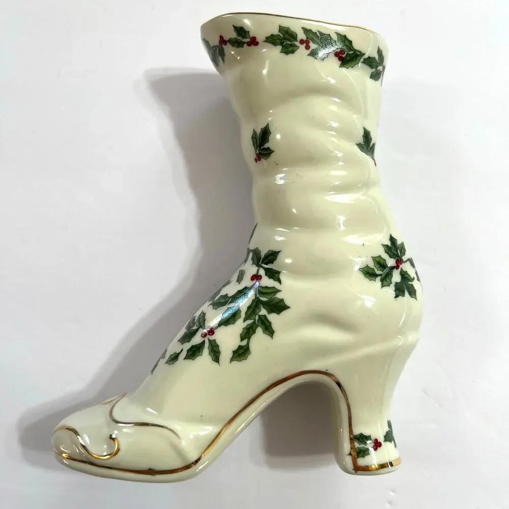 Formalities by Baum Bros Porcelain Victorian Boot Hand Painted Christmas Theme